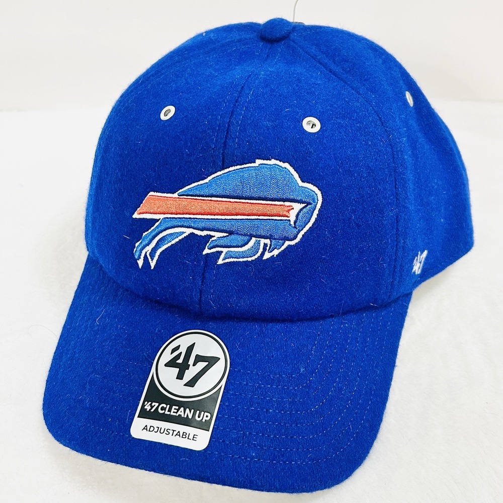 '47 Brand Buffalo Bills Wooly Clean Up Hat‎ Cap Adjustable Strapback Blue NFL